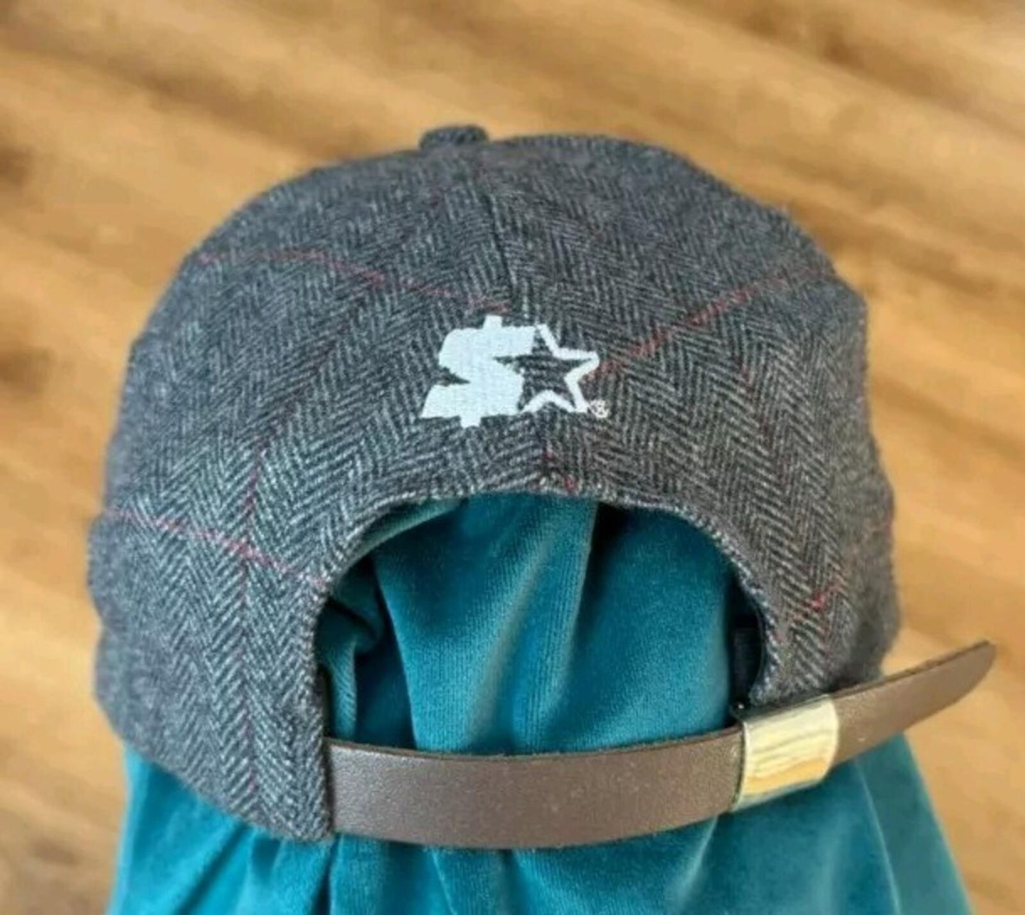 FW11 Supreme Wool Windowpane Metal Plate 5-panel cap Grey Starter hat Vintage