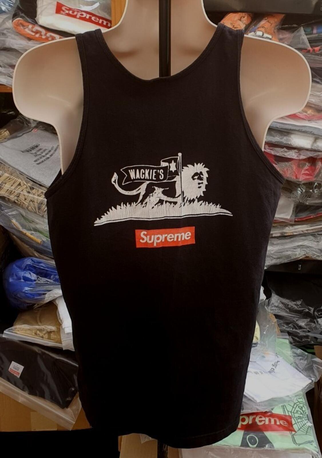 SS13 Supreme Wackies Sugar Minott ärmelloses Top schwarzes T-Shirt Box-Logo Vintage