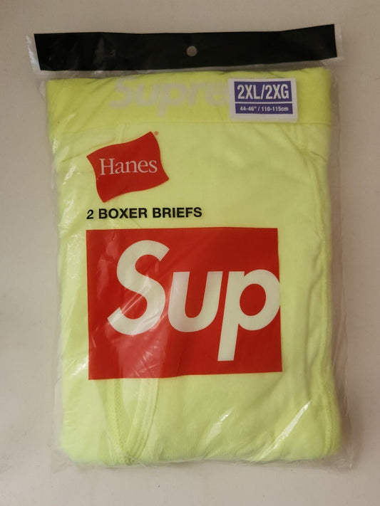 SS23 Supreme Hanes boxer briefs (2pack) XXL 2XL New Underwear Fluorescent Yellow