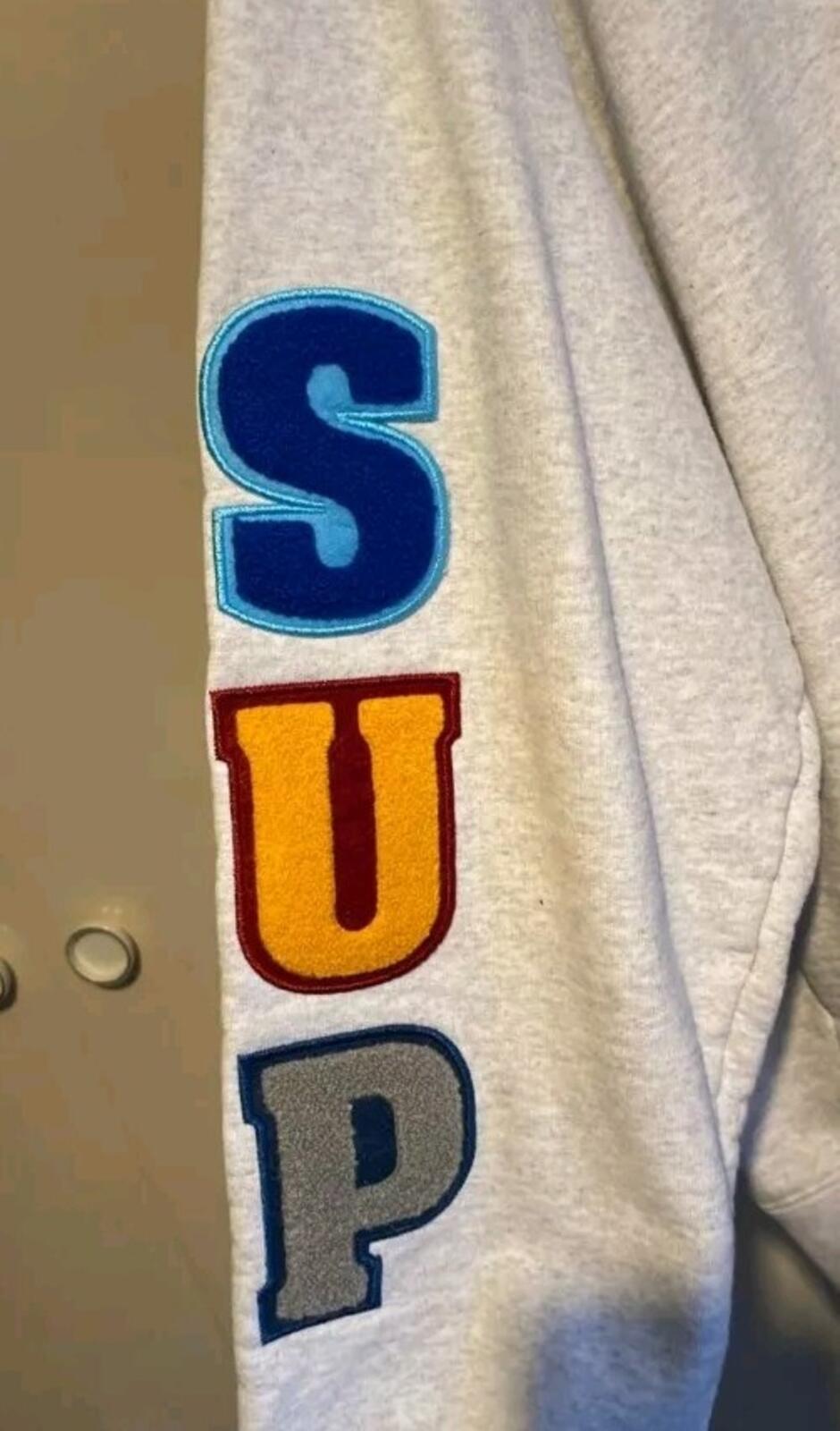 SS22 Supreme Team Chenille Hooded Sweatshirt Size M Medium Ash Grey hoodie