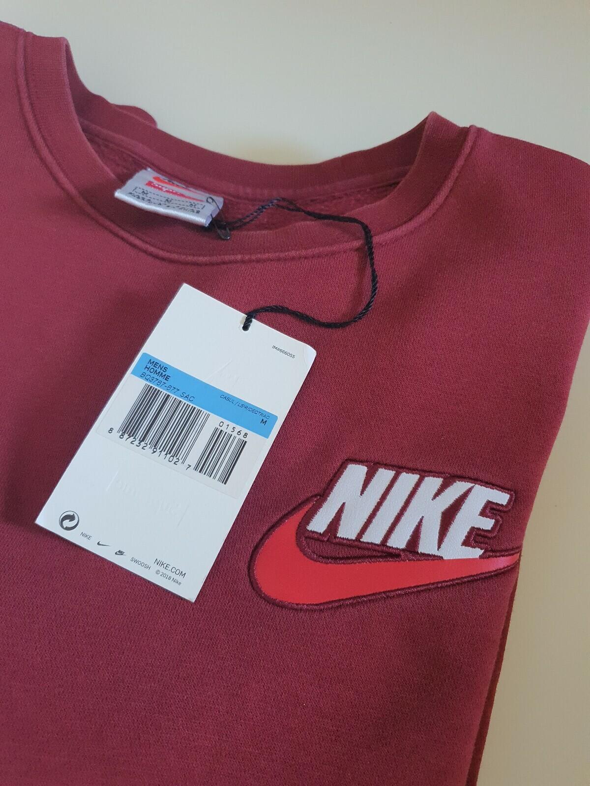 FW18 Supreme x Nike Crewneck Burgundy Size M Sweatshirt