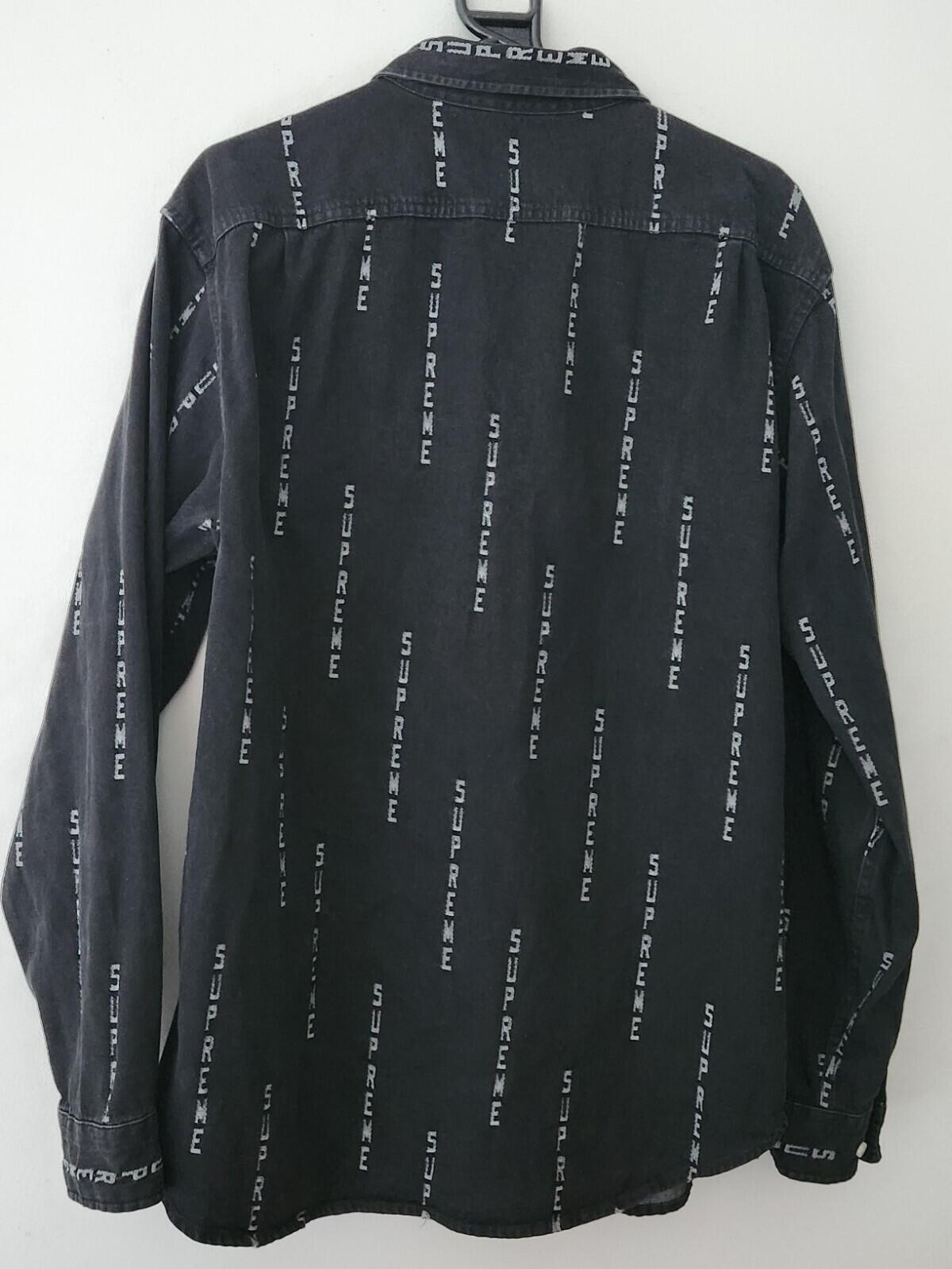 FW20 Supreme Stripe Logo Jacquard Denim Langarmhemd