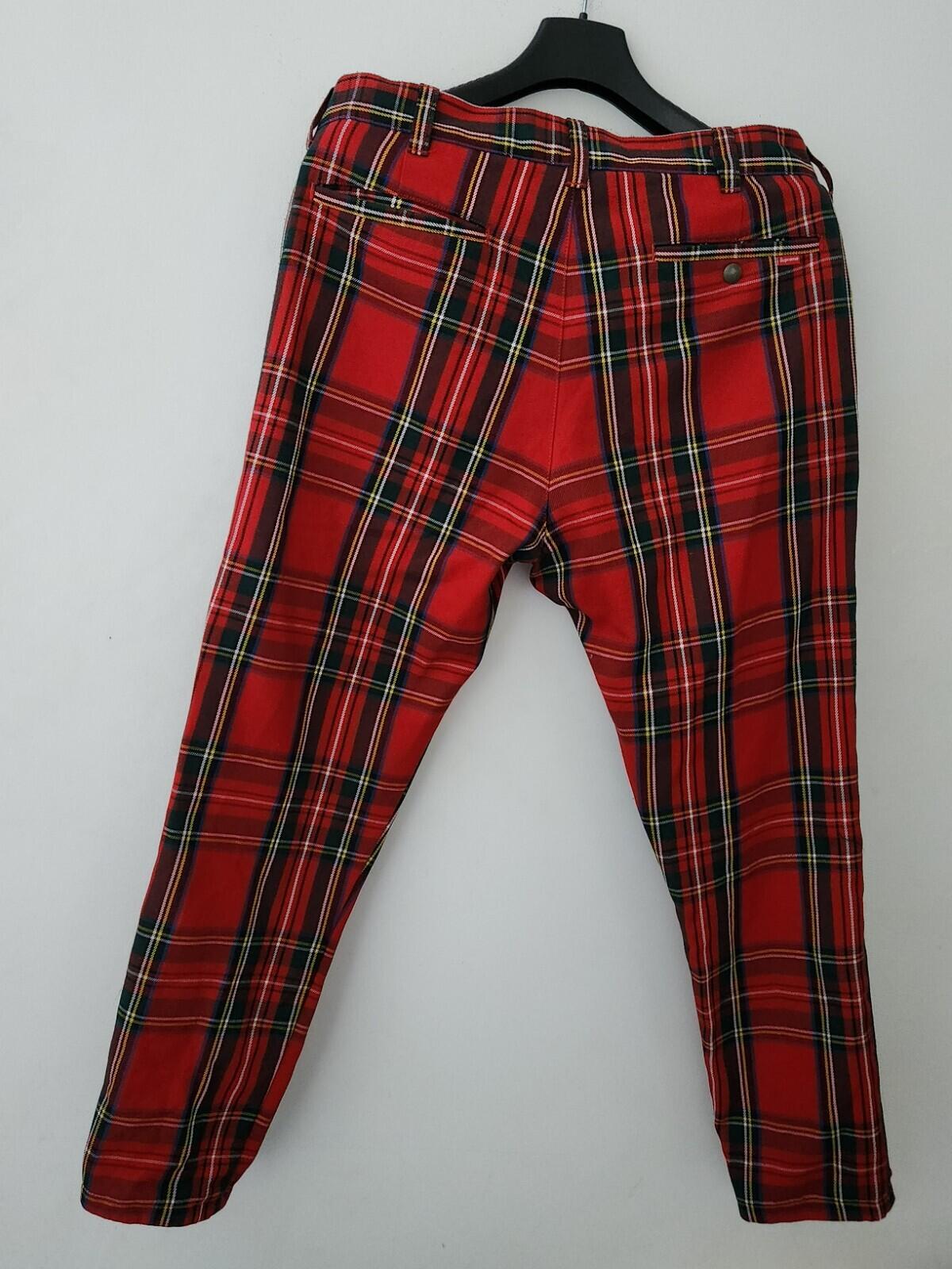 FW17 Supreme work pant Slim 32 Red Stewart Tartan Plaid trousers pants W32 L28