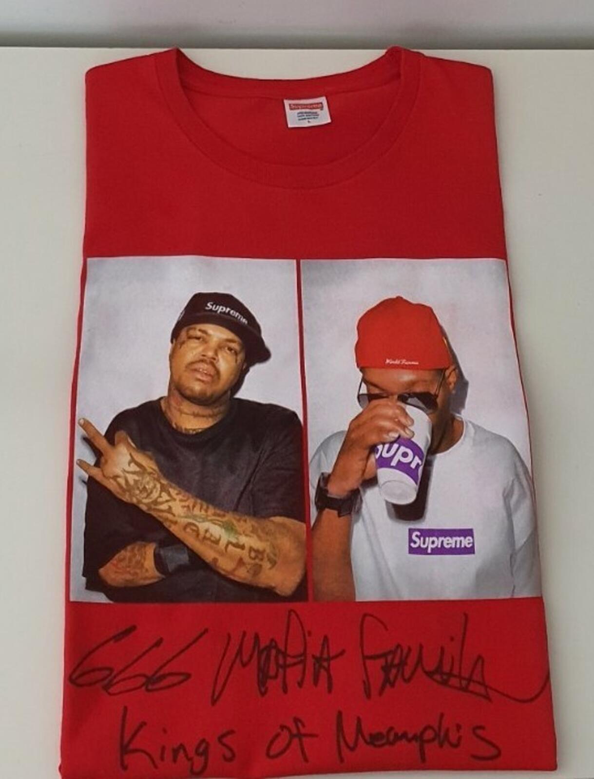 FW12 Supreme Three Six Mafia tee 3 6 red photo T-shirt size L large vintage 2012