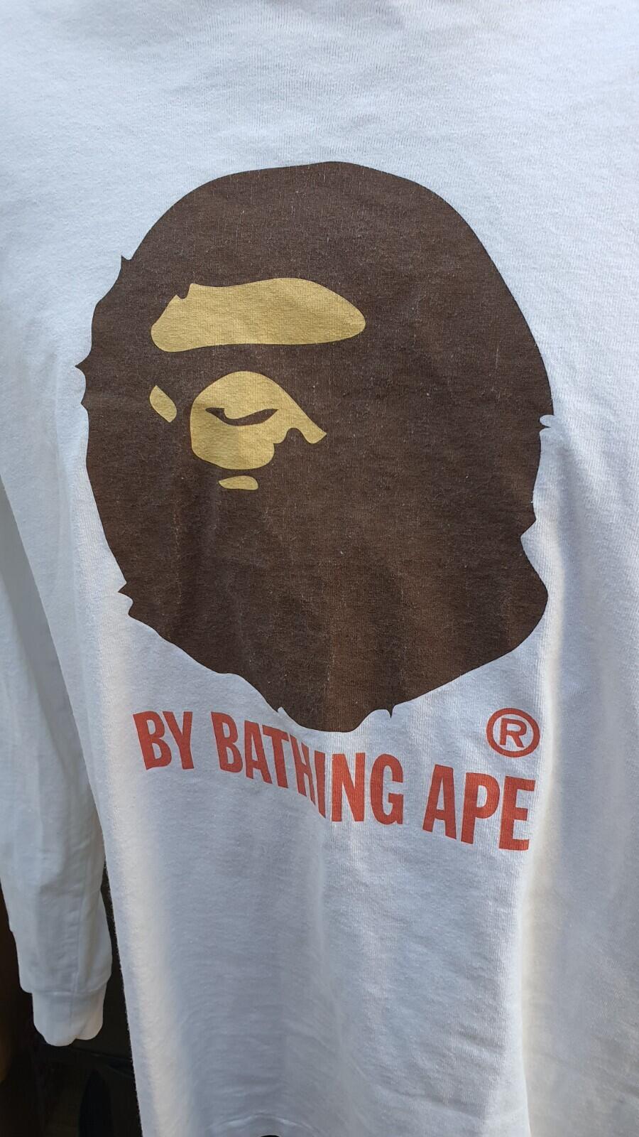 Camiseta de manga larga A BATHING APE Big Ape Head blanca talla M BAPE