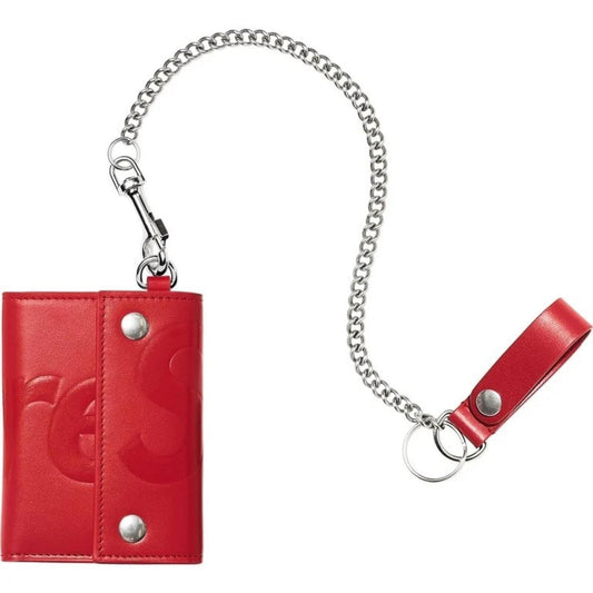 SS25 Supreme Lederketten-Geldbörse Rot