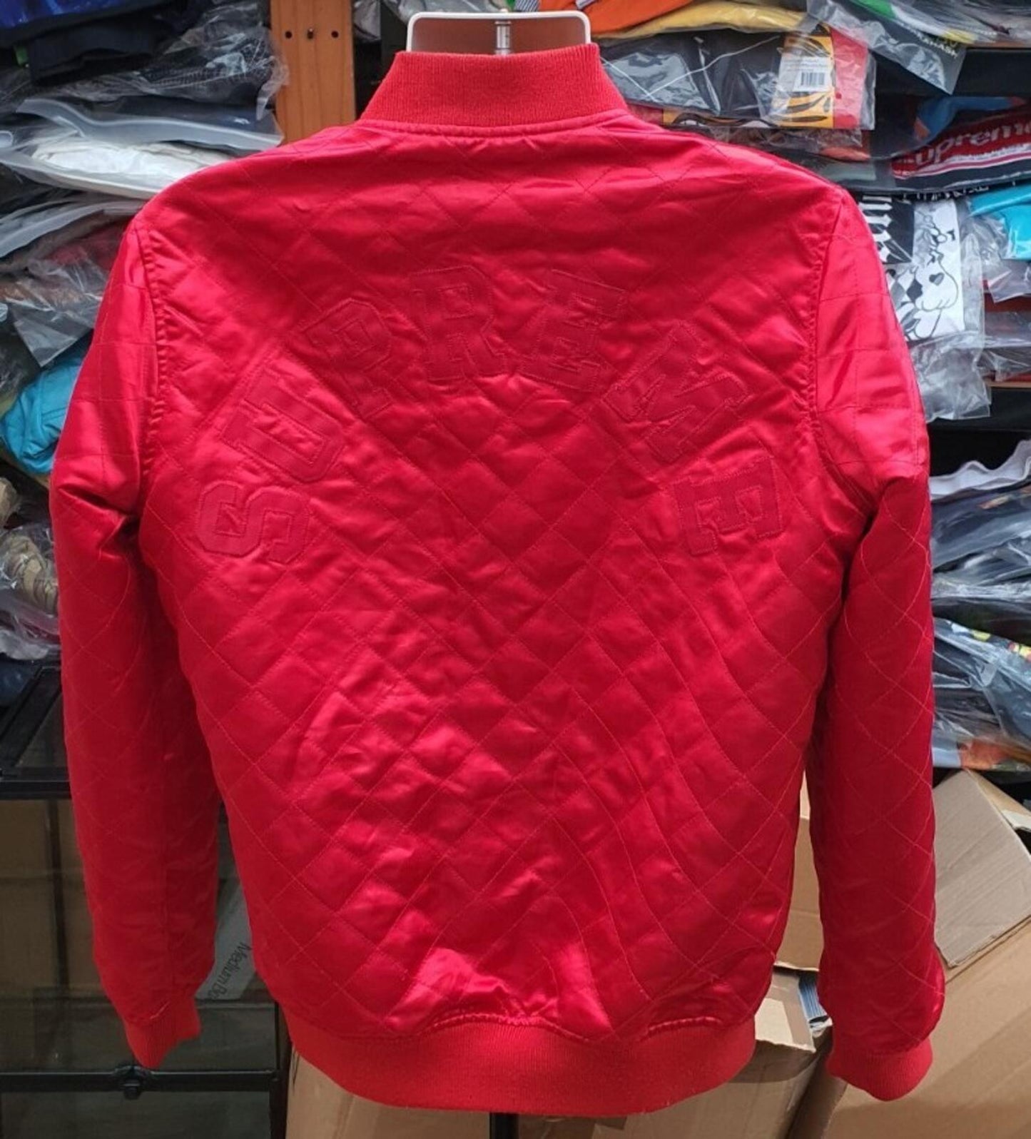 SS15 Supreme Emperor reversible bomber red satin jacket M medium dragon Chinese