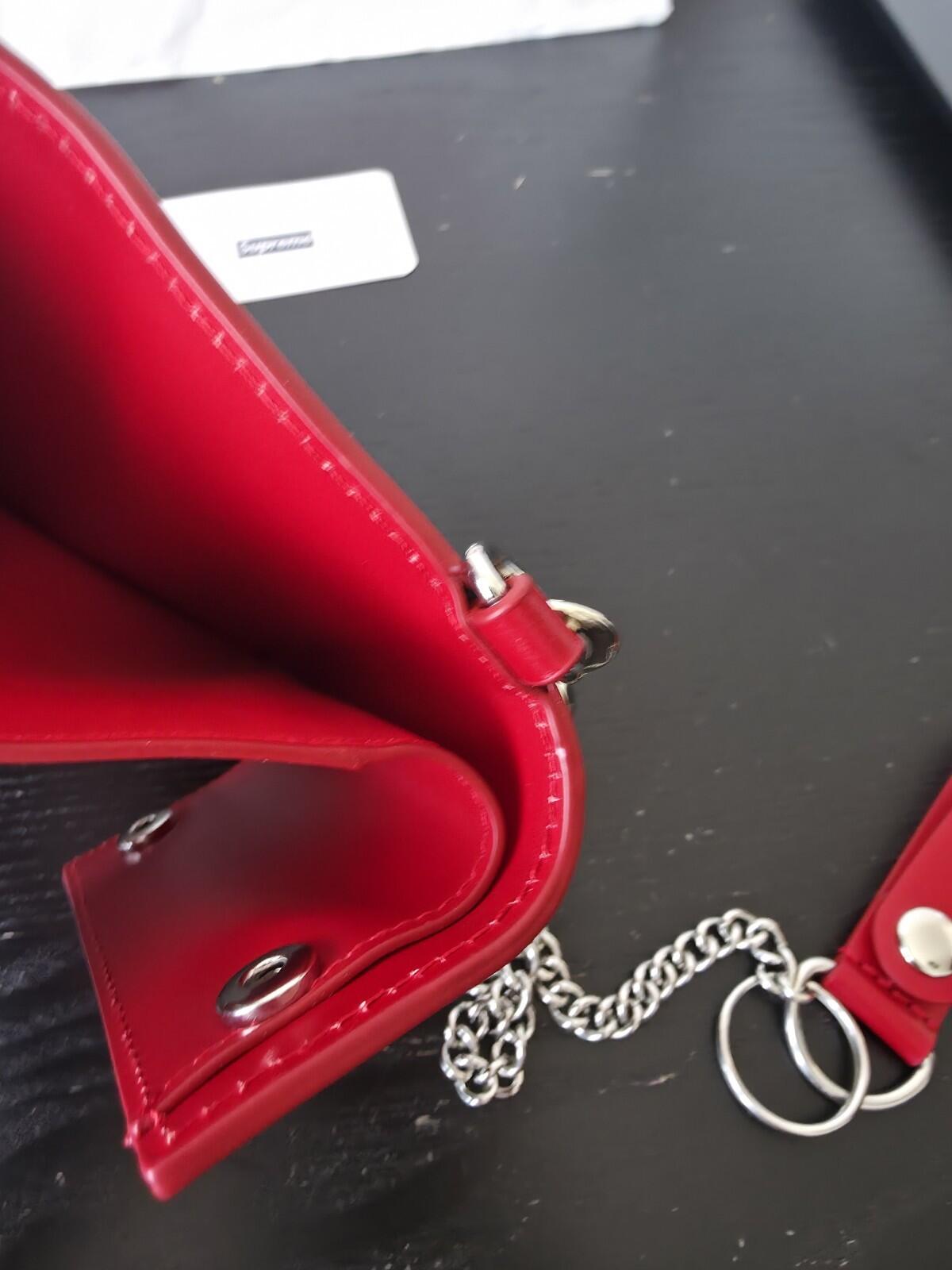 SS25 Supreme Lederketten-Geldbörse Rot