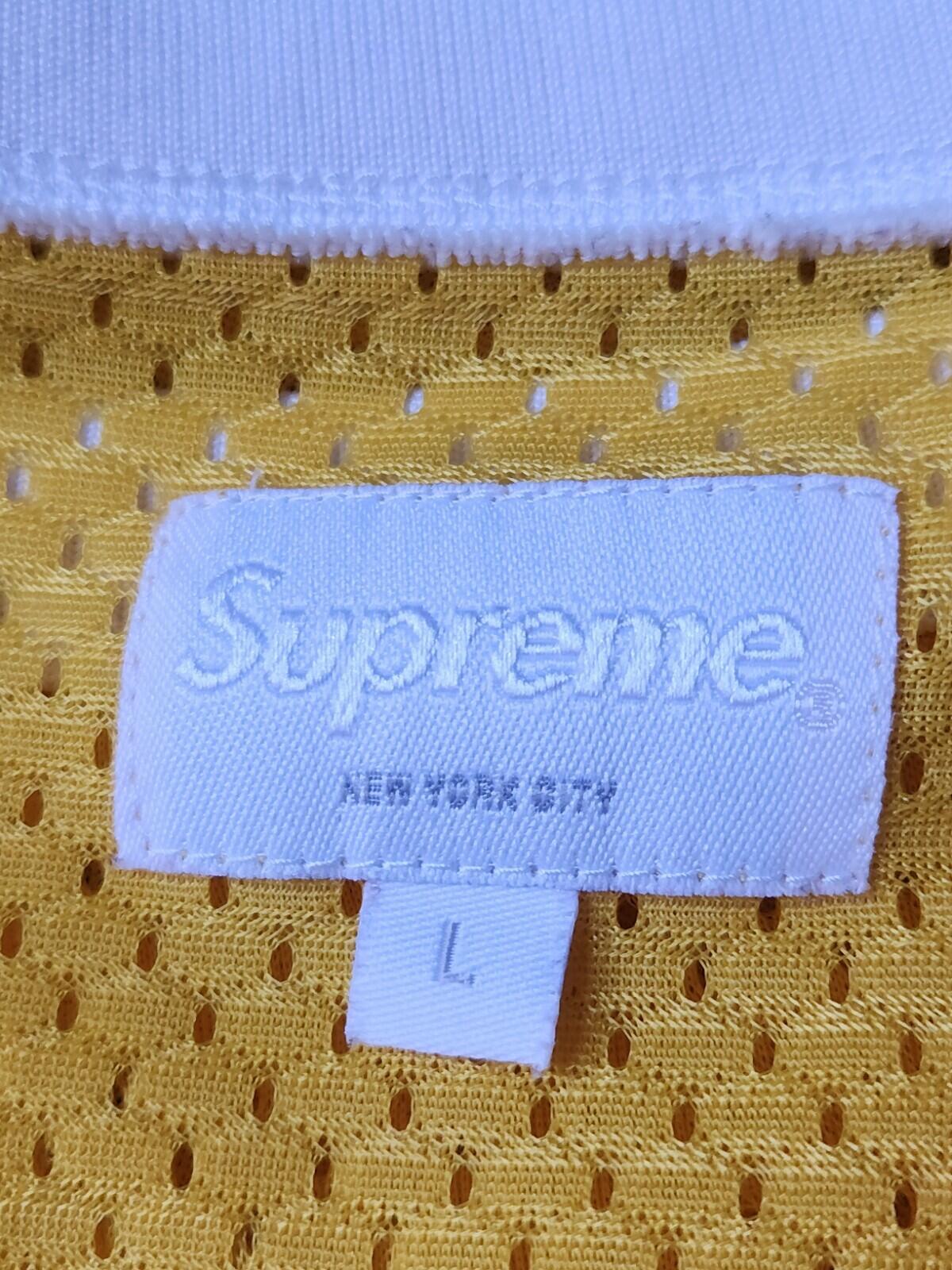 SS15 Supreme x Thrasher Mesh S/S Top Yellow Tee Size L Large Nylon T-shirt