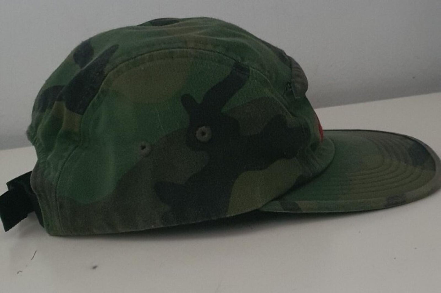 SS17 Supreme Front Panel Zip camp cap Woodland Camo Hat Red box logo