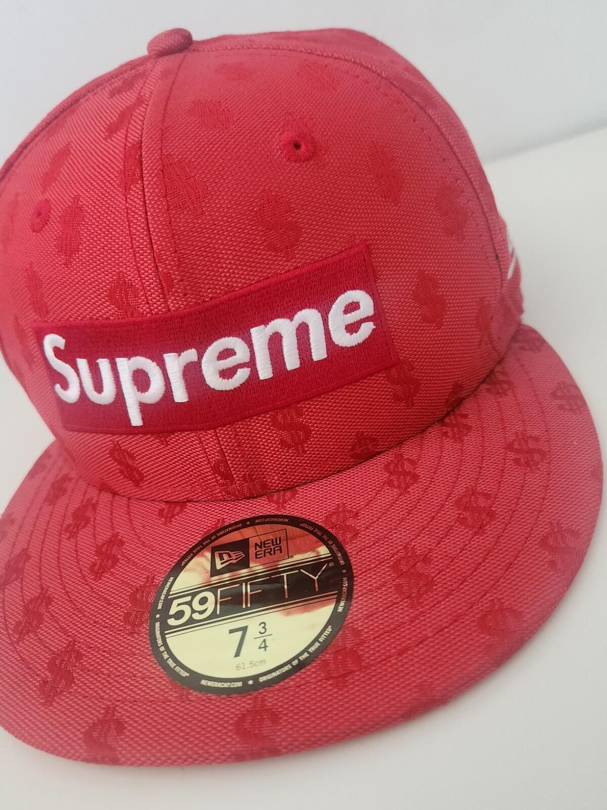 SS18 Supreme Monogram Box Logo New Era 7 3/4 Red cap baseball hat snapback $