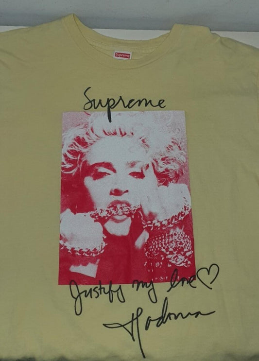 Camiseta Supreme Madonna FW18 camiseta L grande amarillo pálido