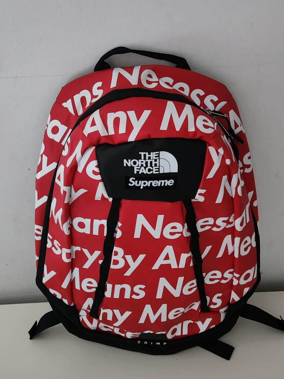FW15 Supreme x The North Face By Any Means Base Camp Crimp Backpack Red BAMN bag