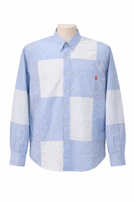 HW20 Supreme Patchwork Oxford Hemd Blau Größe S