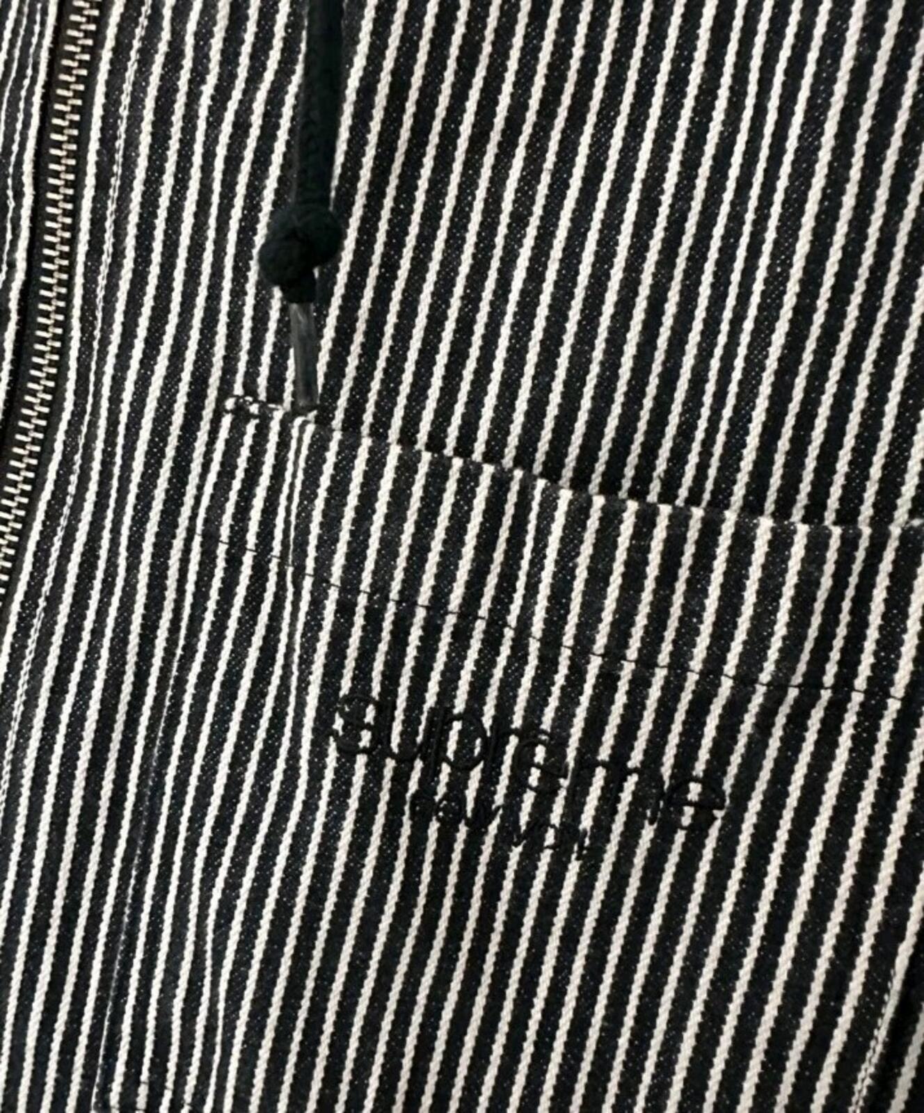 Camisa con cremallera y capucha Supreme SS17 de denim a rayas negra Talla M