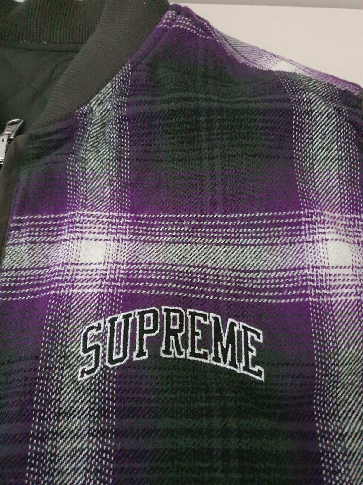 FW17 Supreme reversible shadow plaid vest dark green/ purple Medium New with tag