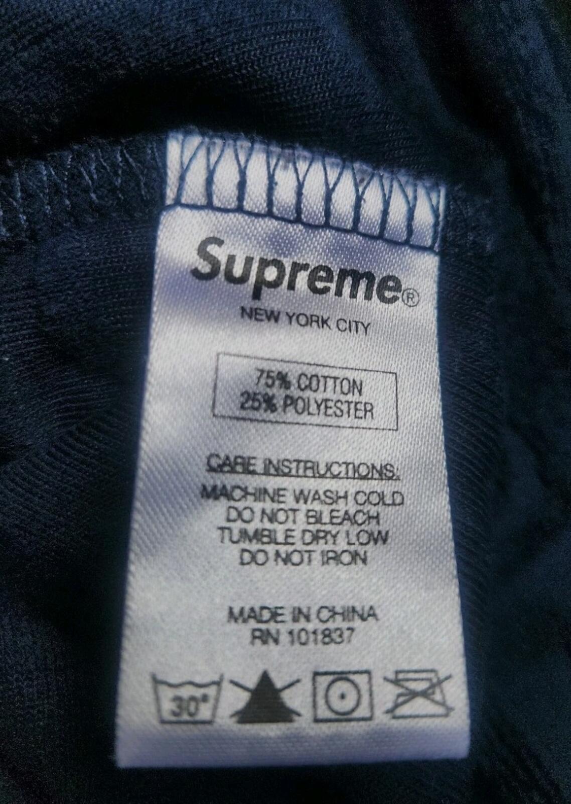 SS17 Supreme Logo Stripe Terry T Navy size M