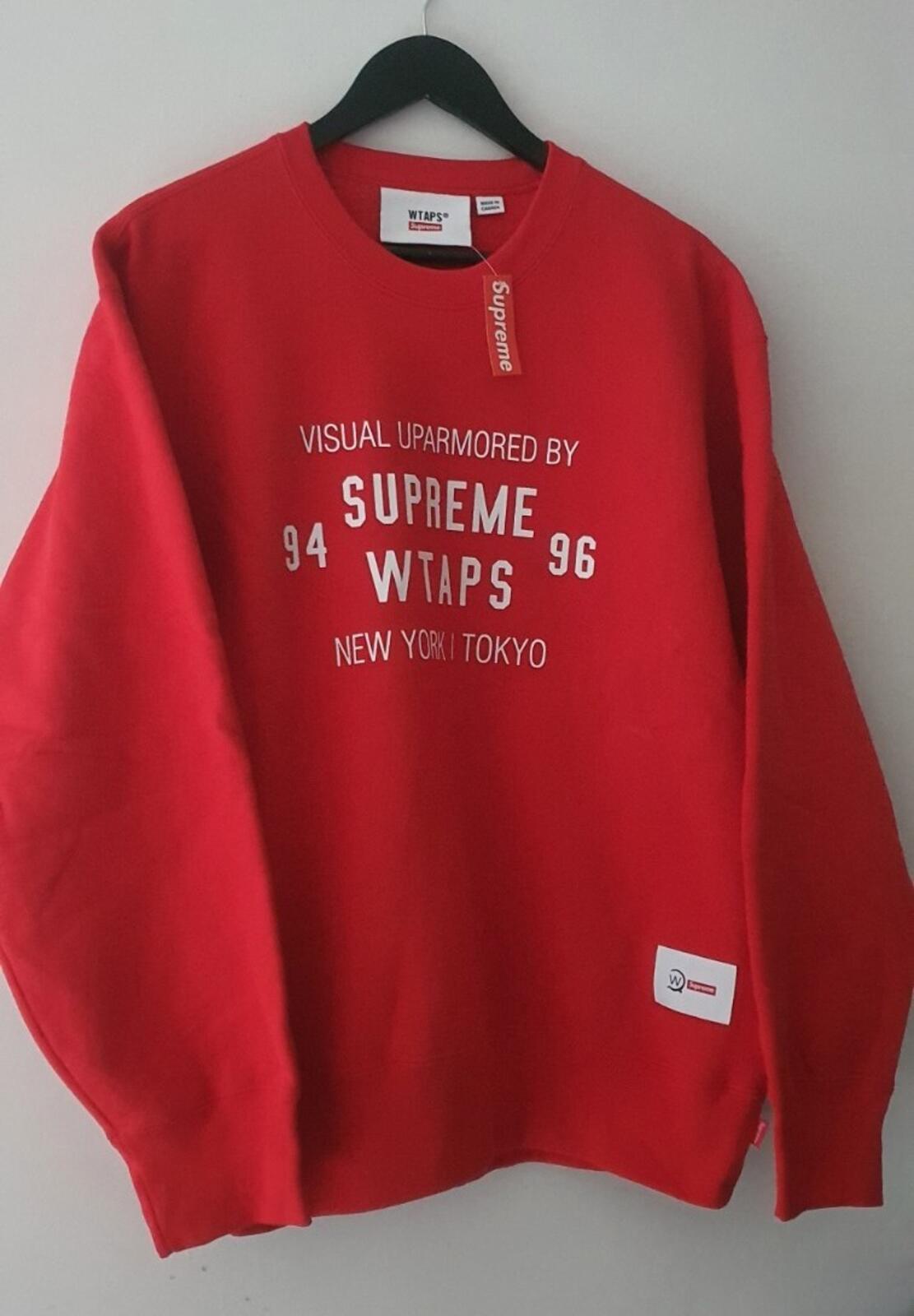 FW21 Supreme x WTAPS crewneck red Sweatshirt size M medium New With Tag Jumper