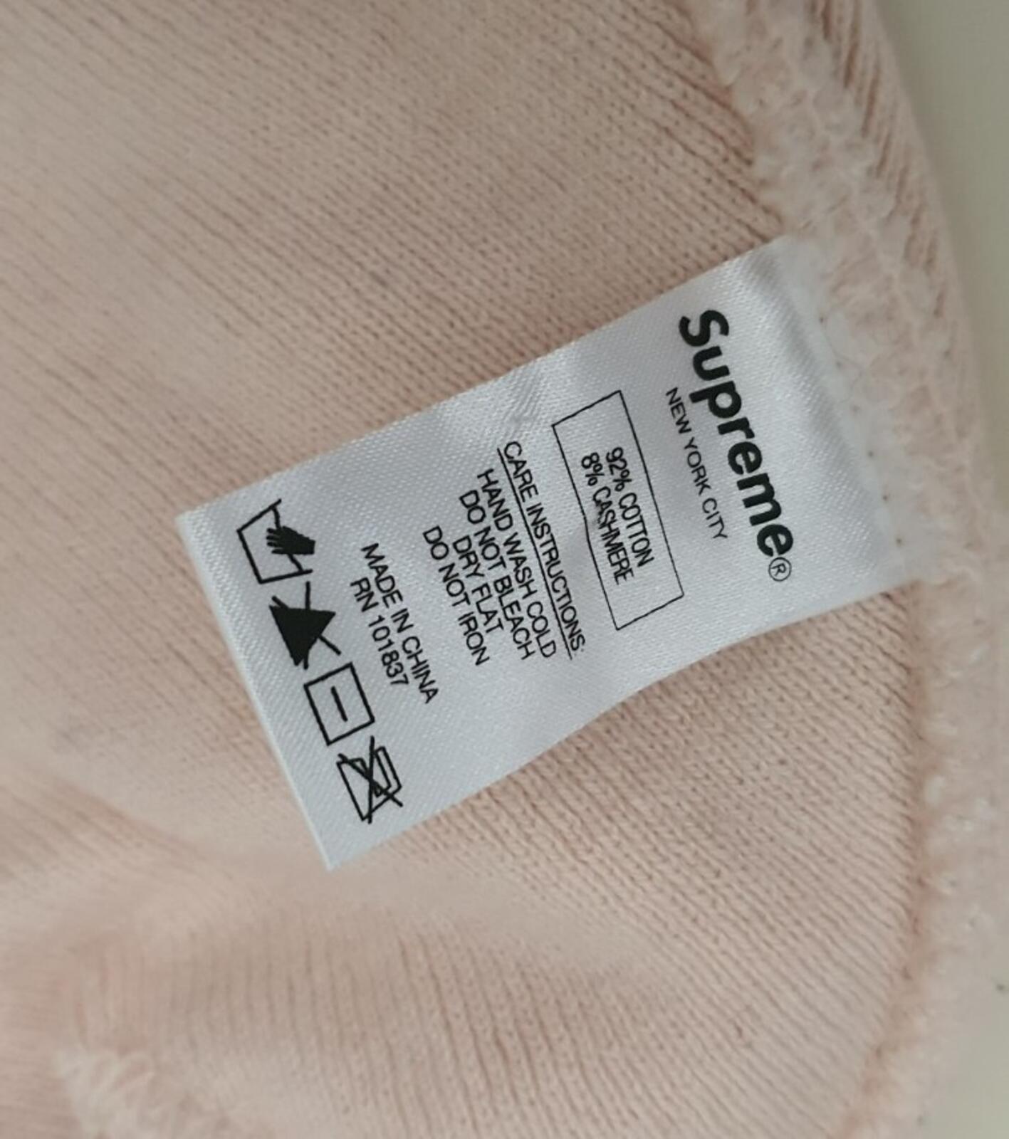 FW15 Supreme Big Logo Light Pink Beanie salmon cotton cashmere light pink
