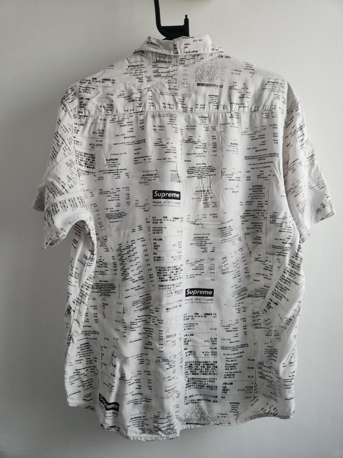 FW20 Supreme Receipts Rayon S/S Shirt Size M medium white short sleeved