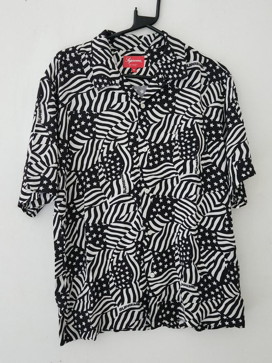 Camisa de rayón Supreme Flags SS20 negra talla M manga corta