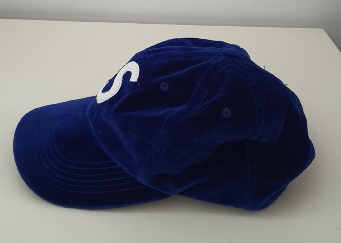 FW20 Supreme S Logo Velvet 6-panel Cap Royal