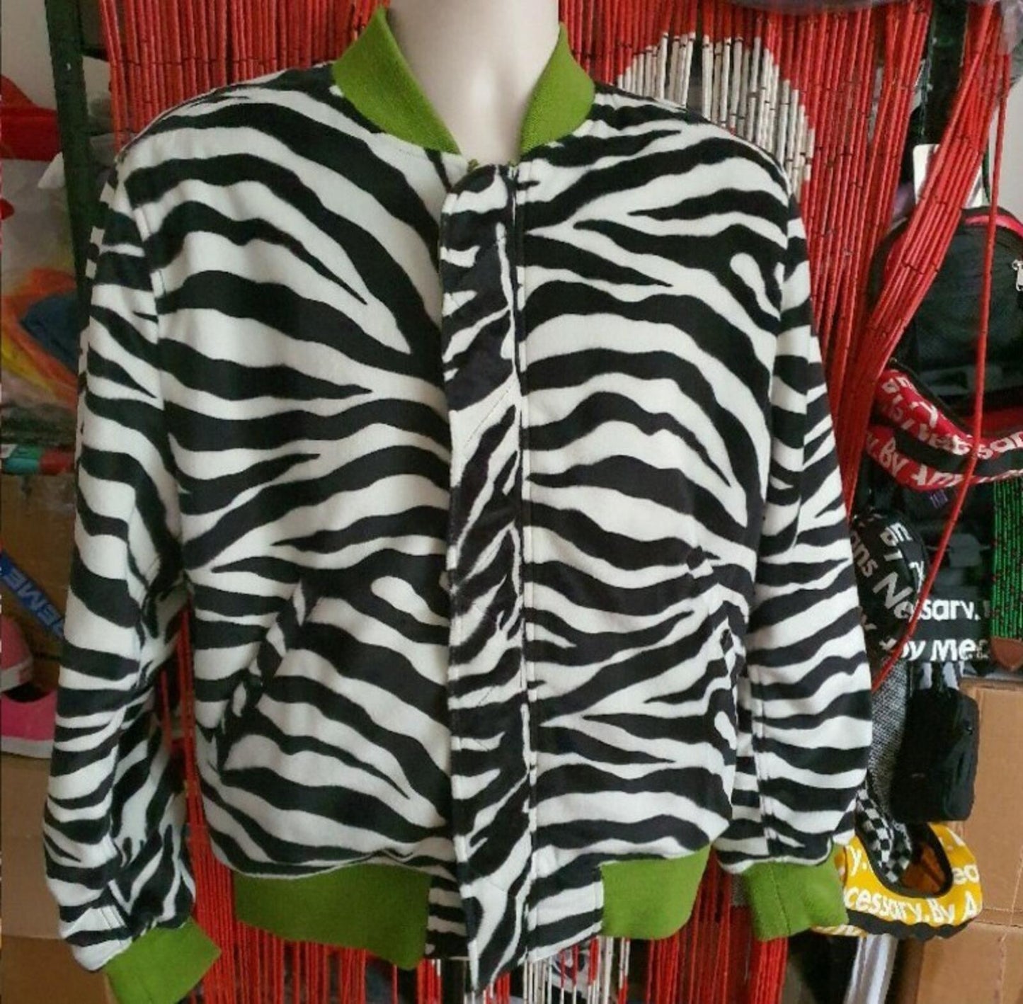 SS17 Supreme Contrast Stitch Reversible MA-1 Jacket Green Zebra Size M
