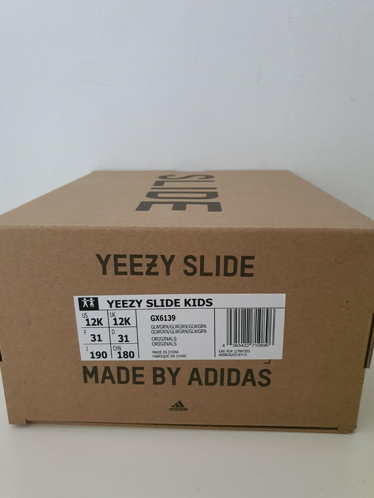 KIDS ADIDAS YEEZY SLIDE US 12K UK 12K EUR 31 neon green KIDS slides Glow Green