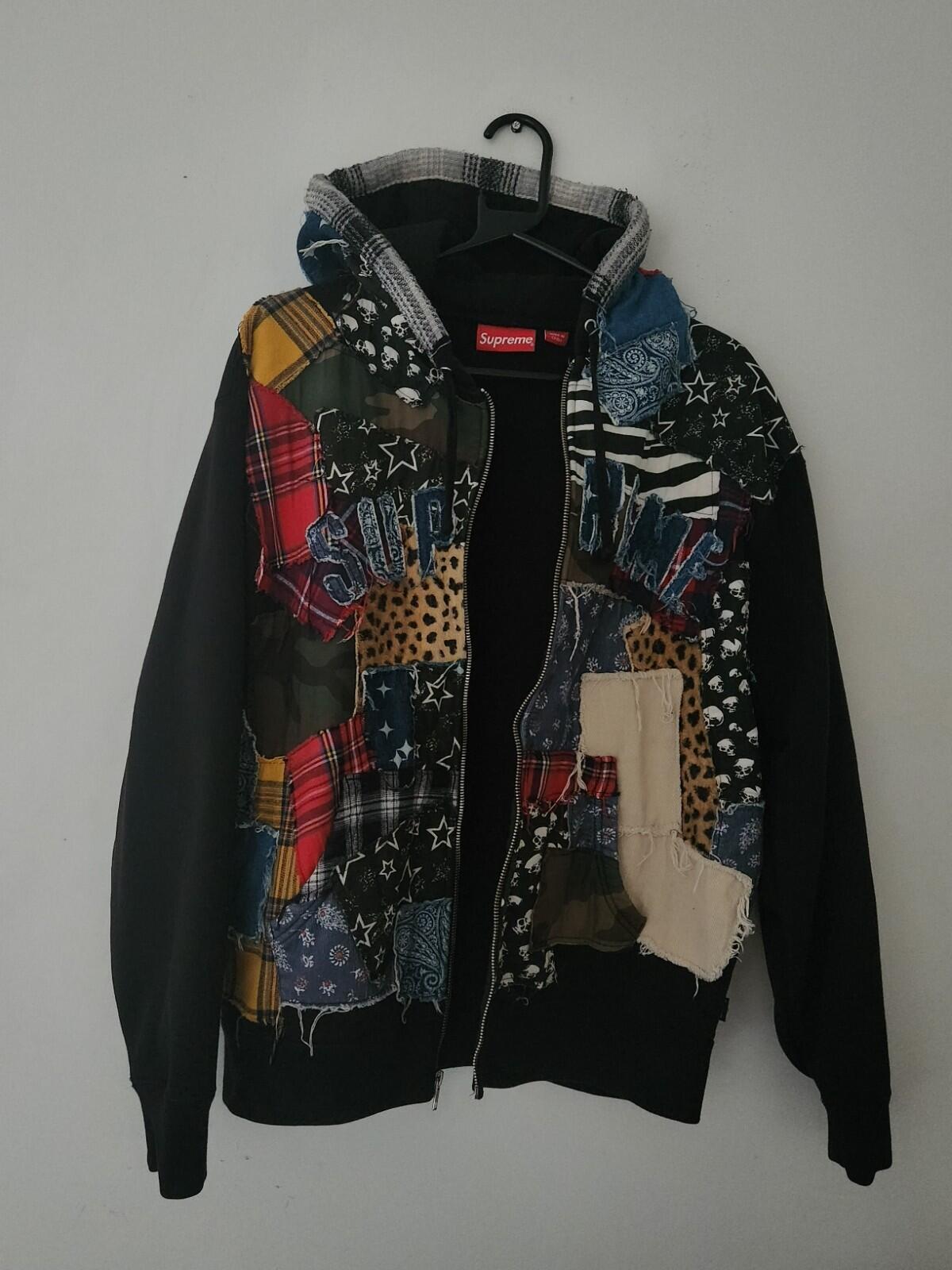 FW22 Supreme Patchwork Zip Up hooded sweatshirt size M