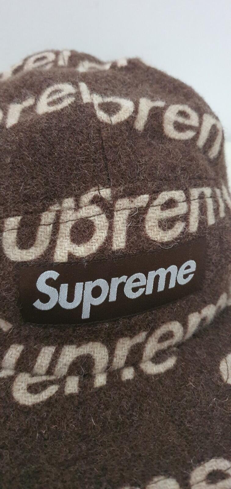 FW18 Supreme Harris Tweed camp cap Brown wool hat box logo
