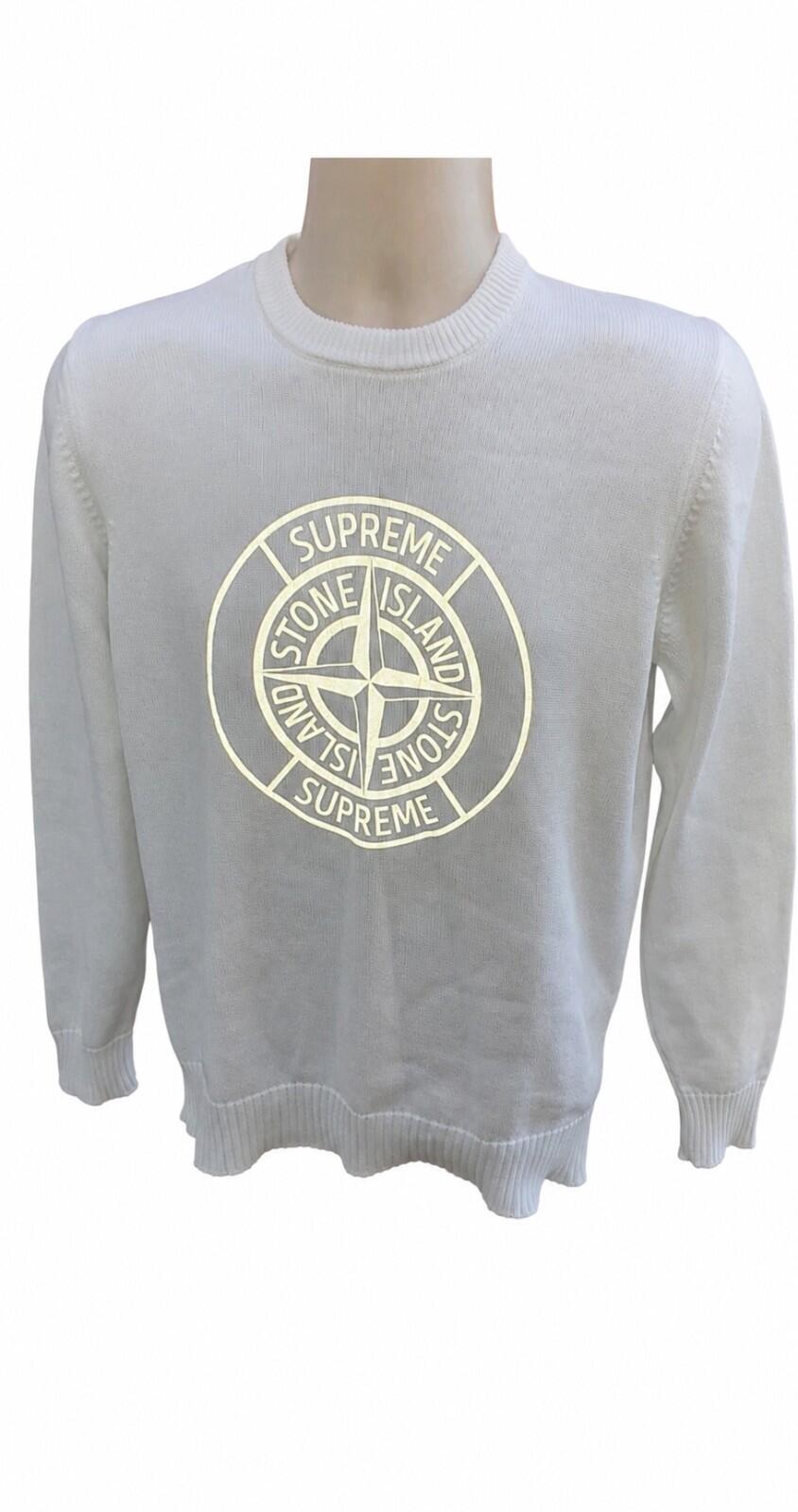 SS16 Supreme x Stone Island Jersey con logo reflectante Blanco Talla S