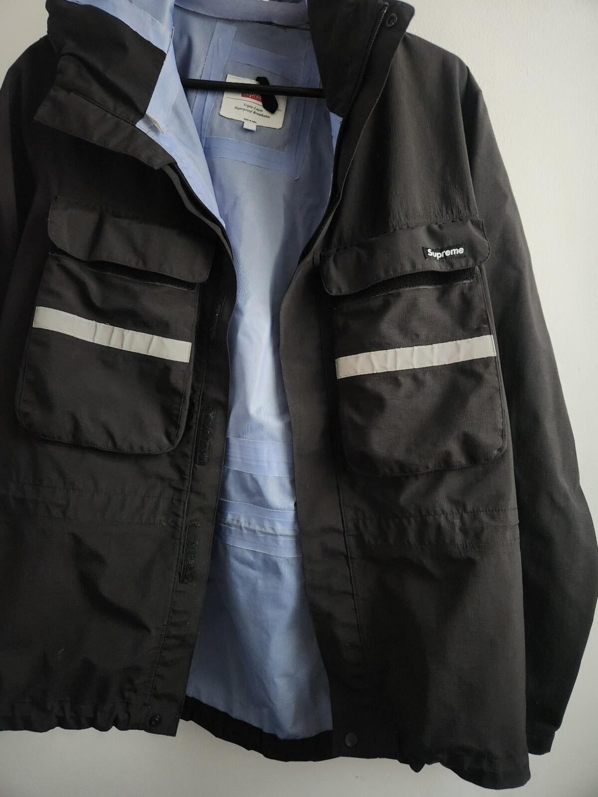 FW14 Supreme Hi Vis Taped Seam Jacket Black Waterproof Breathable Vintage Coat