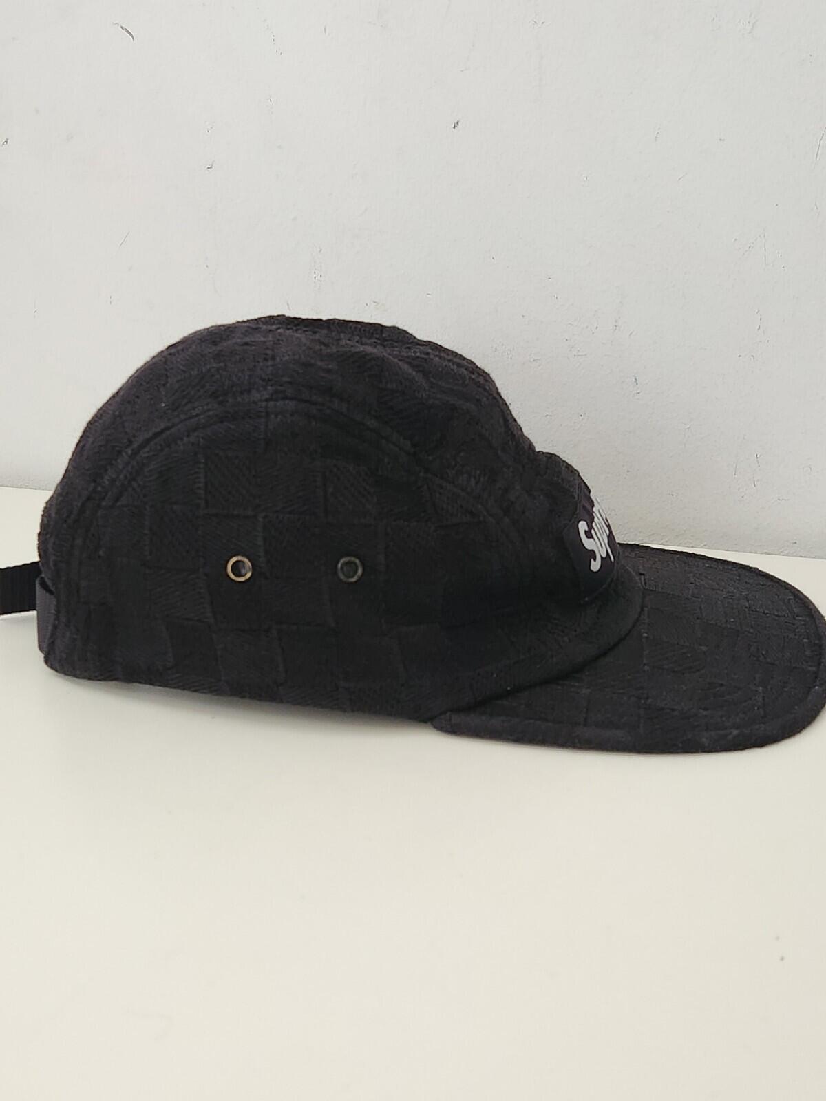 FW17 Supreme Checker Weave Camp Cap Black