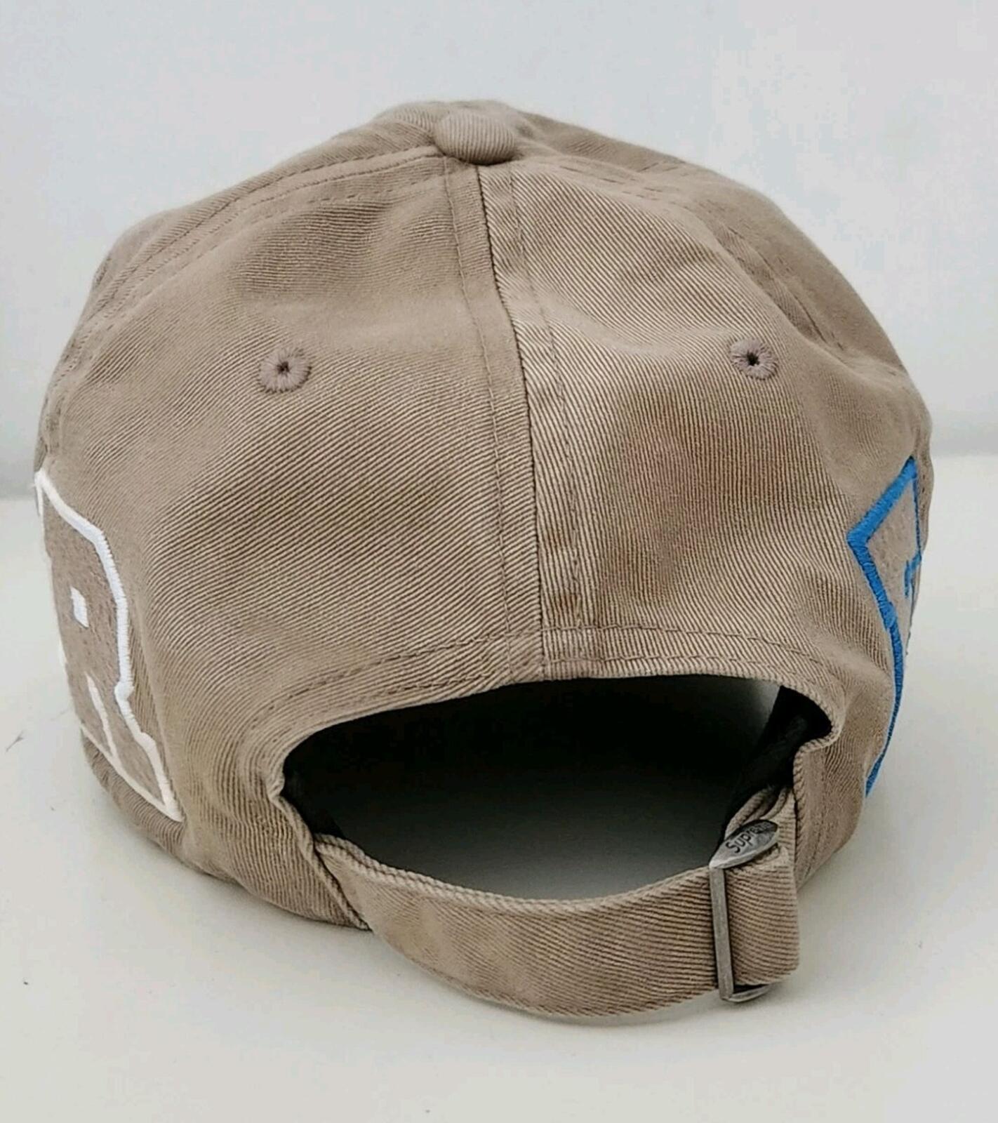 SS21 Supreme Spellout 6-panel Tan twill hat felt logo cap