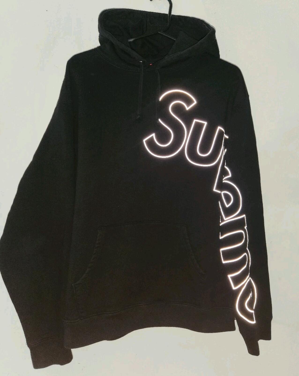 FW21 Supreme Reflective Hooded Sweatshirt Black hoodie size M medium