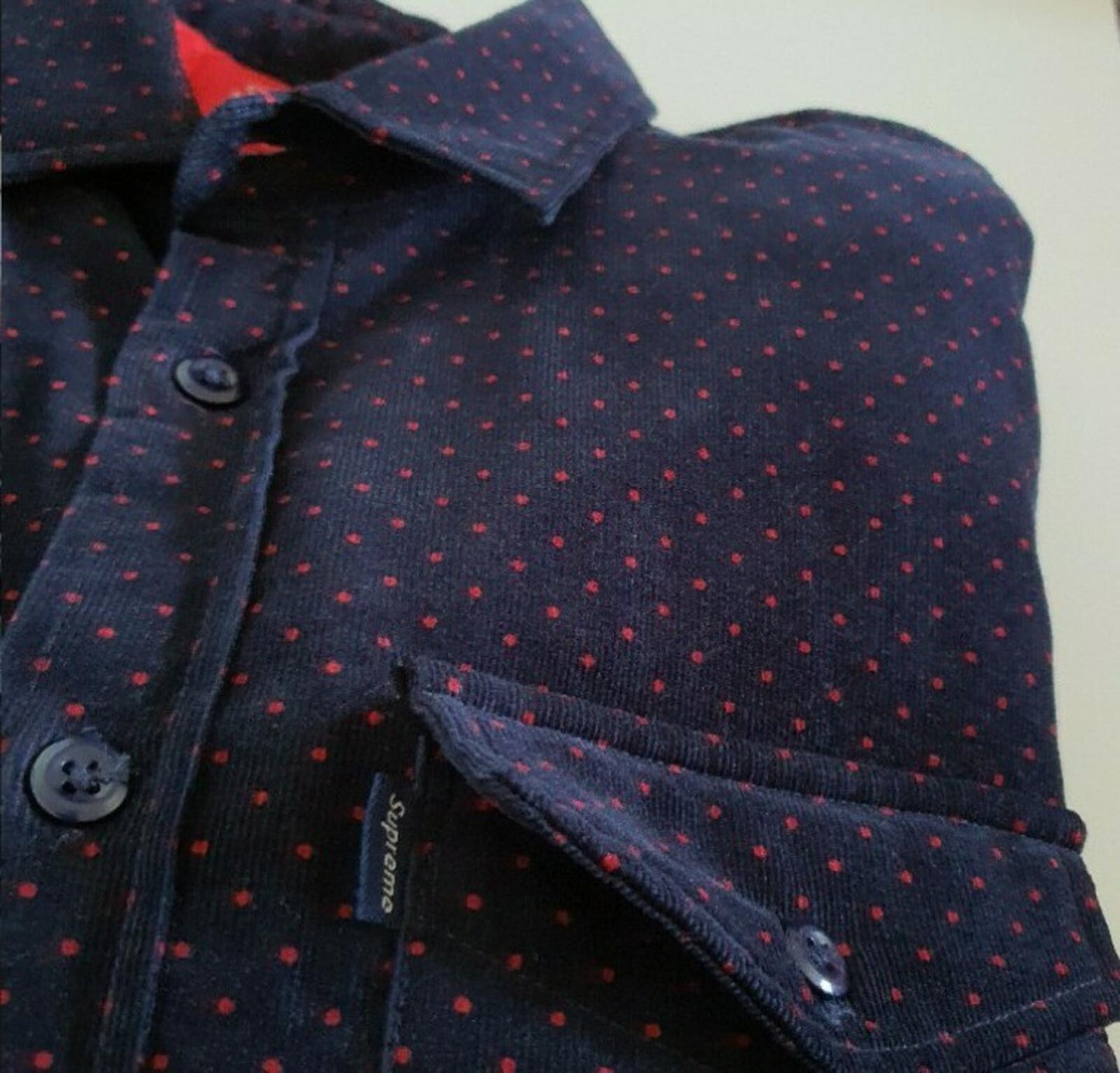 FW13 Supreme Polka Dot Quilted Shirt Navy Size M