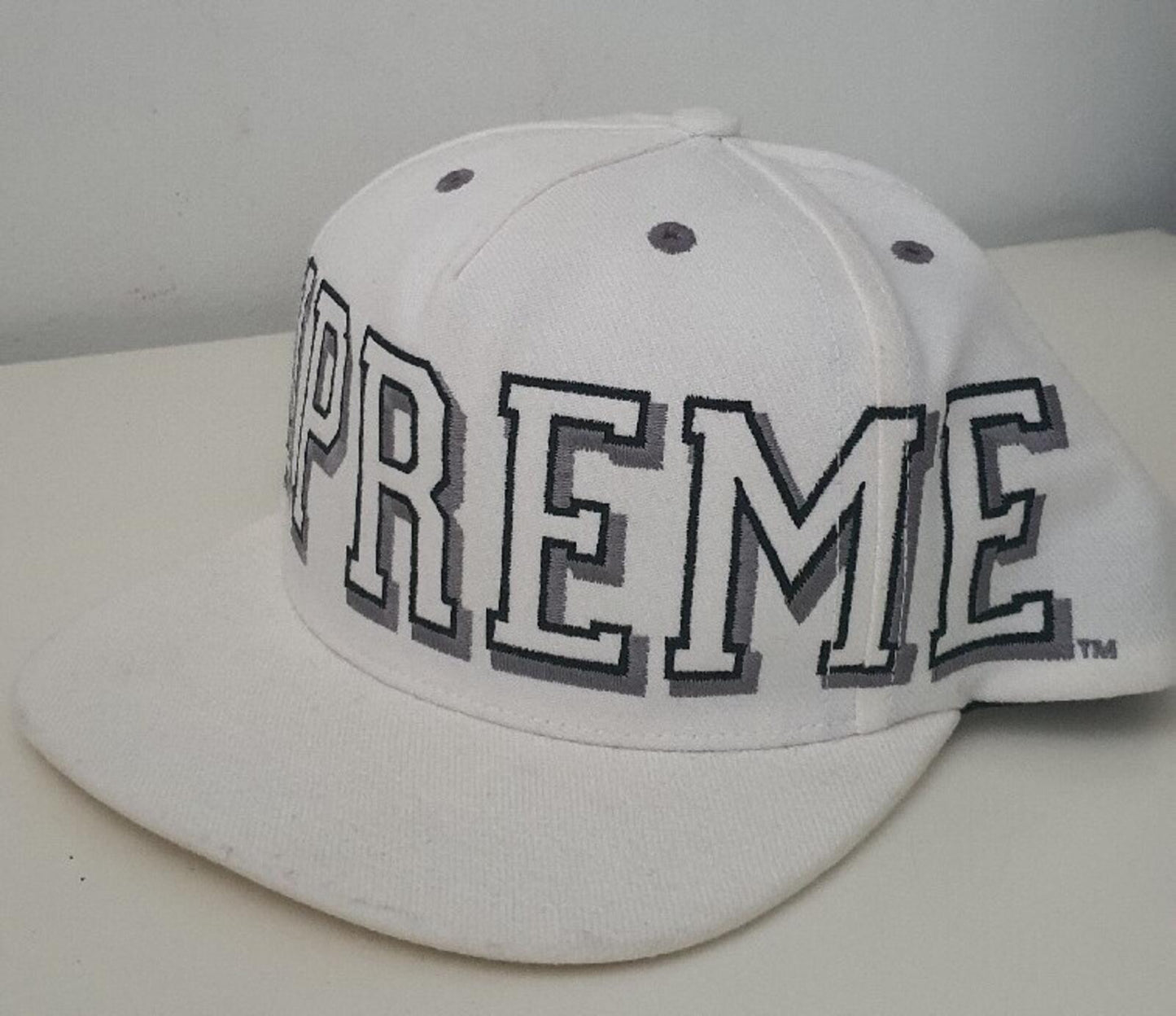 FW13 Supreme Banner 5-panel White Cap Big logo vintage hat ASAP ROCKY Rare 2013