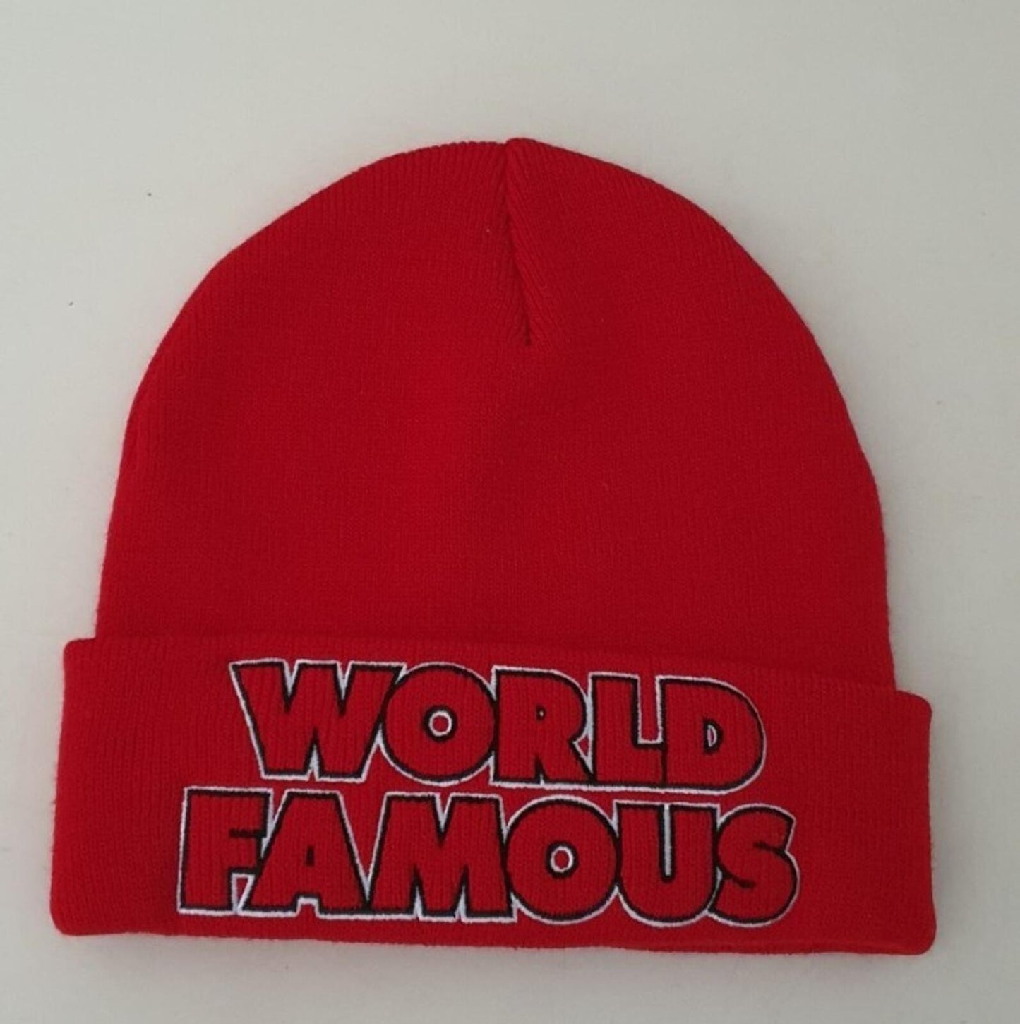FW19 Supreme outline red Beanie World Famous New Hat
