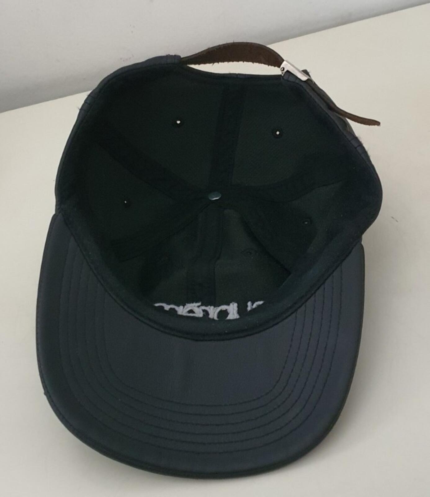 Gorra de 6 paneles FW16 Supreme Leather Classic Logo negra rara