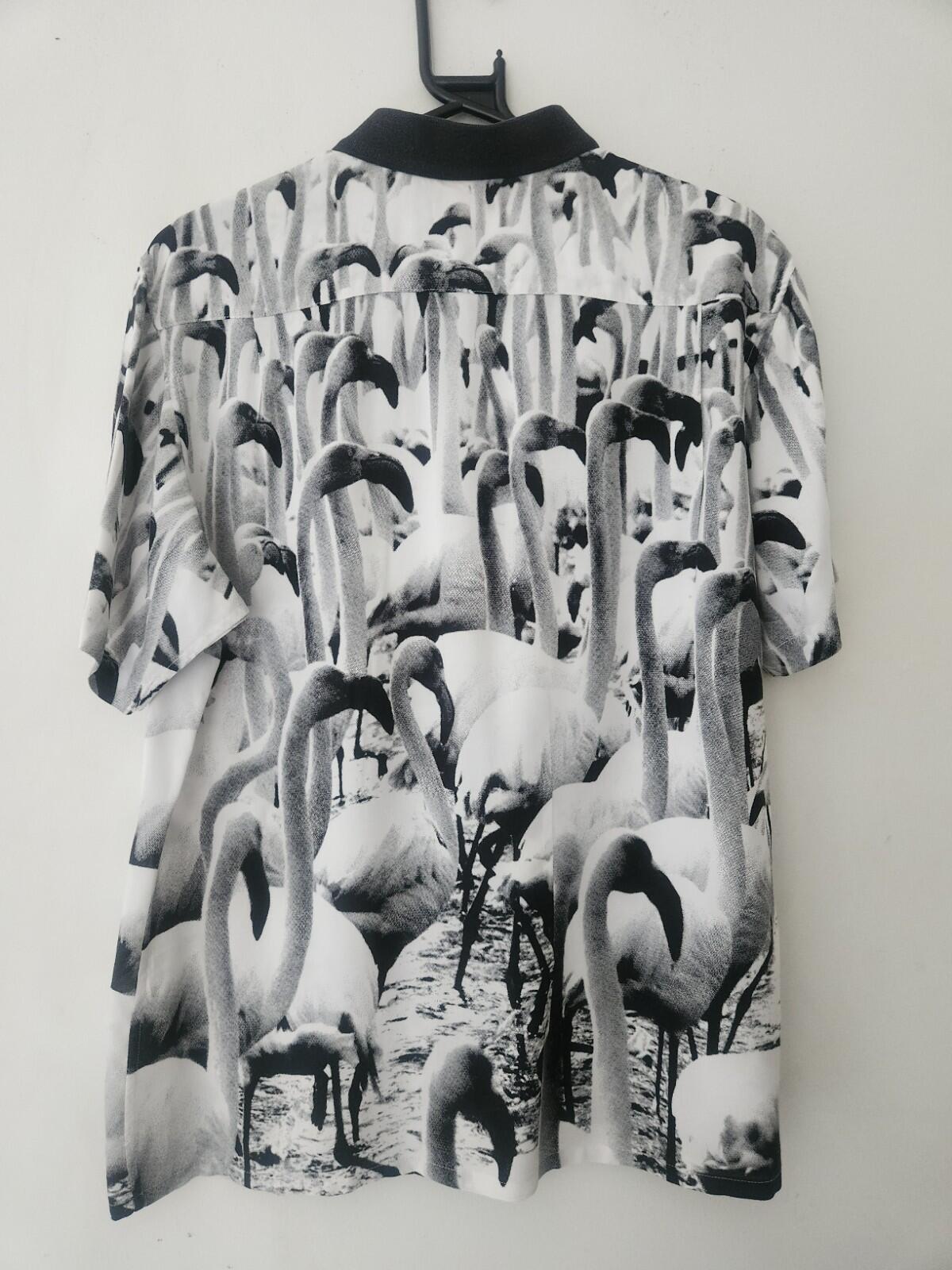 SS14 Supreme Flamingo Shirt M medium black white rayon short sleeve vintage bird