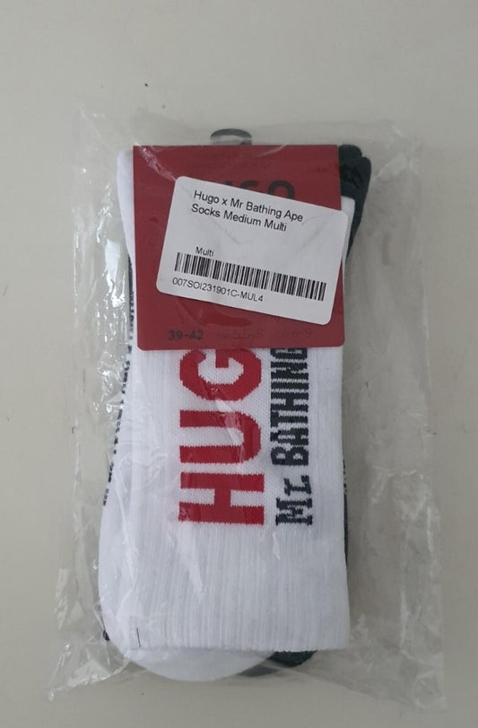 HUGO x Mr. BATHING APE socks set M 25-27cm UK 5-8.5 EU 39-42 white black 2 pack