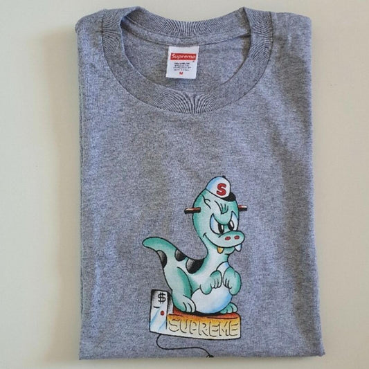 Camiseta SS20 Supreme Dinosaur talla M gris jaspeado, nueva