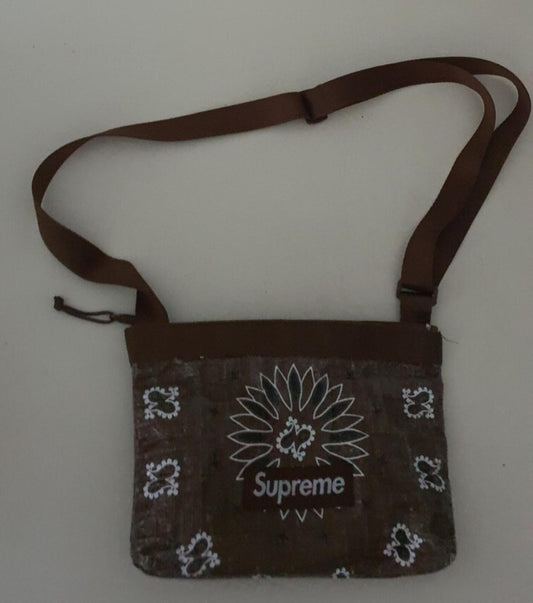 SS21 Supreme Bandana Tarp Side bag Water resistant shoulder bag 10L brown