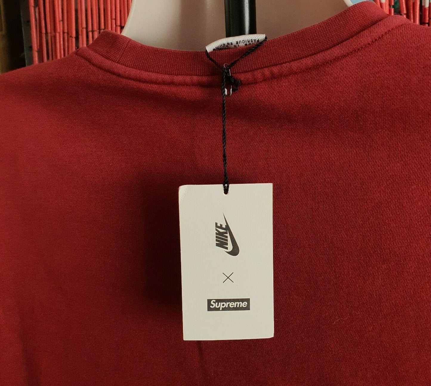 FW18 Supreme x Nike Crewneck Burgundy Size M Sweatshirt