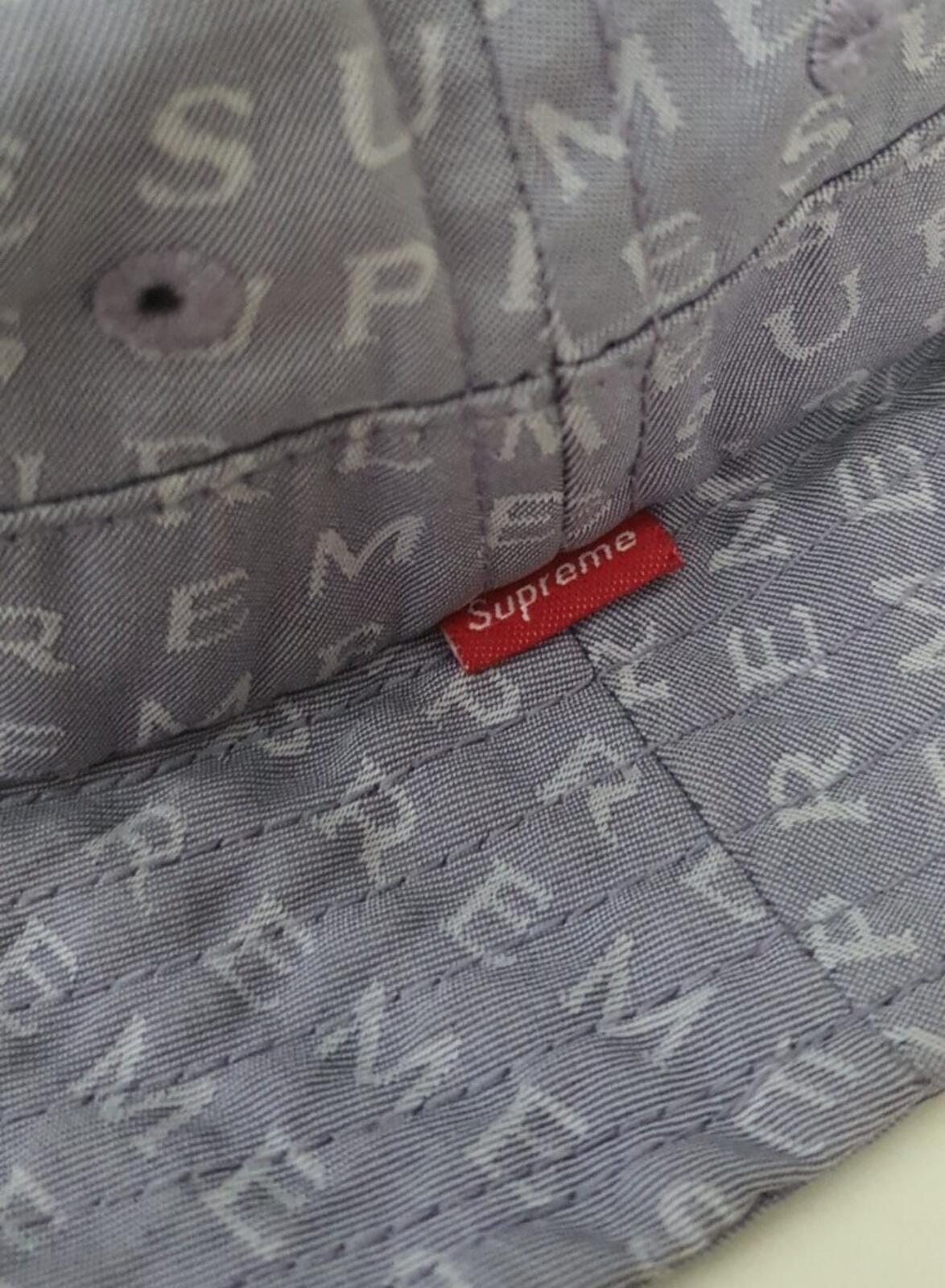 Gorro de pescador SS16 Supreme Jacquard Logos Twill triturador M/L azul