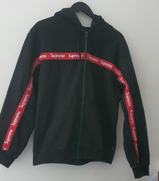 Sudadera con capucha y cremallera Supreme Text Stripe FW19 L Grande TEÑIDA