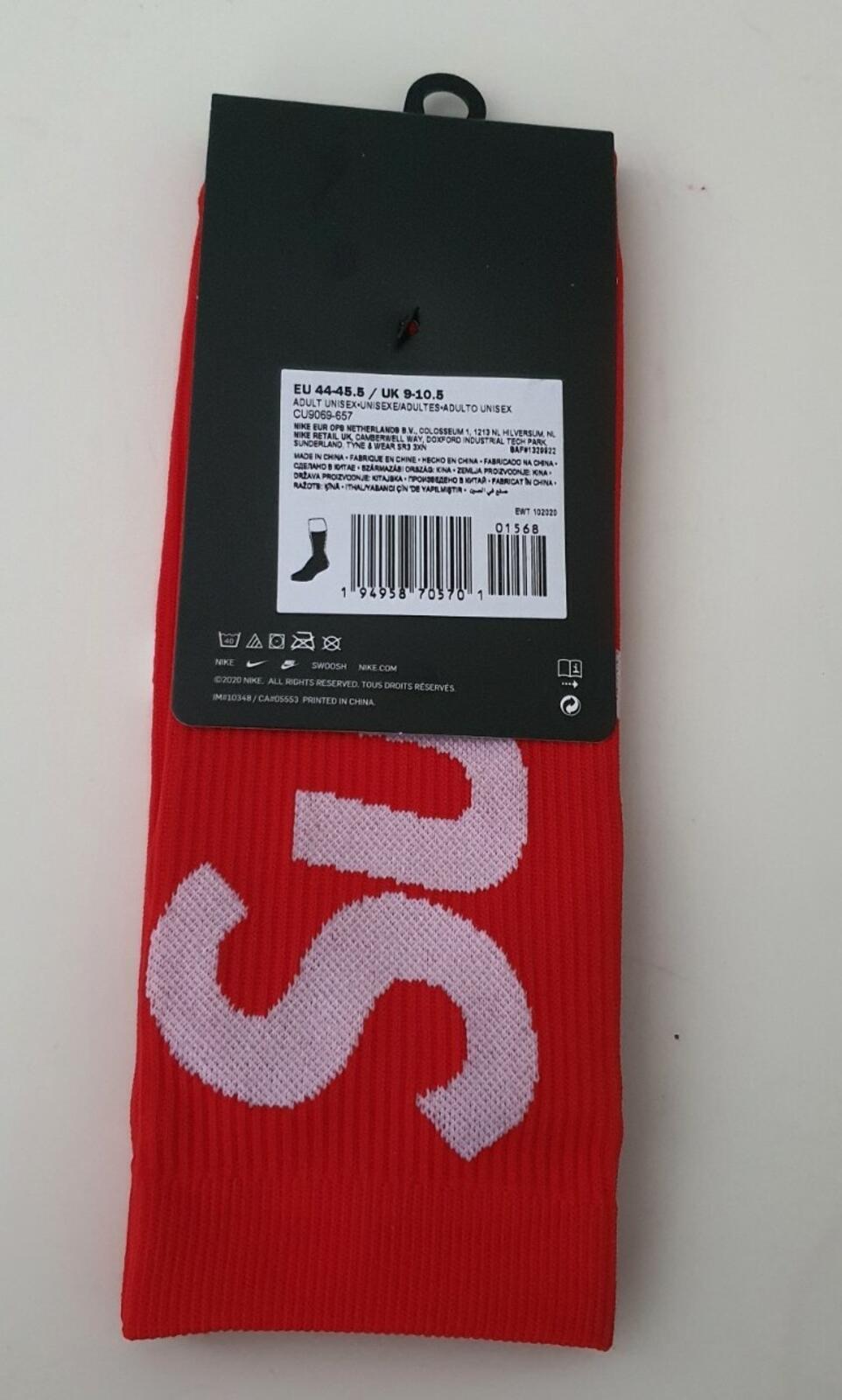 SS21 Supreme Nike Lightweight Crew Socks Size 4 EUR 44-45.5 UK 9-10.5 red 1 pack
