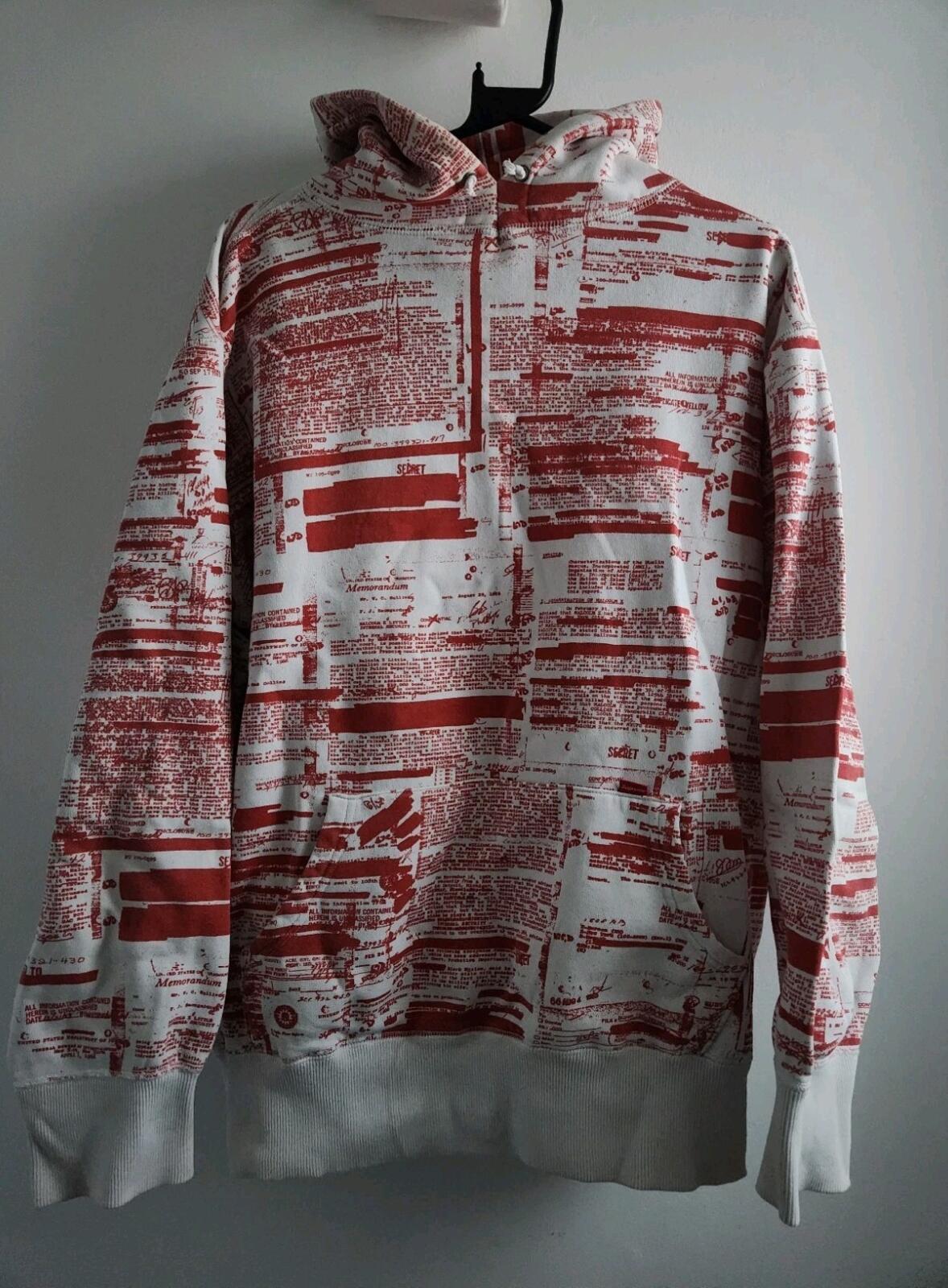 FW04 Supreme FBI Kapuzenpullover Hoodie Large Vintage 2007 Rot Weiß