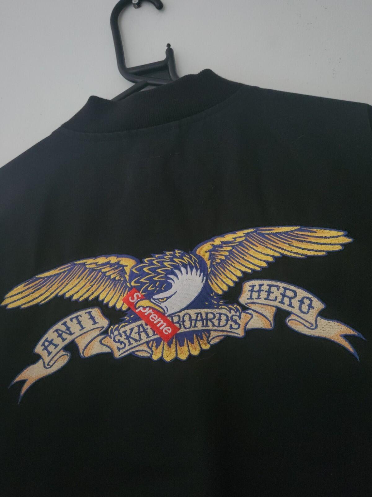SS16 Supreme x Antihero Bomberjacke Schwarz Bestickt Größe M Medium