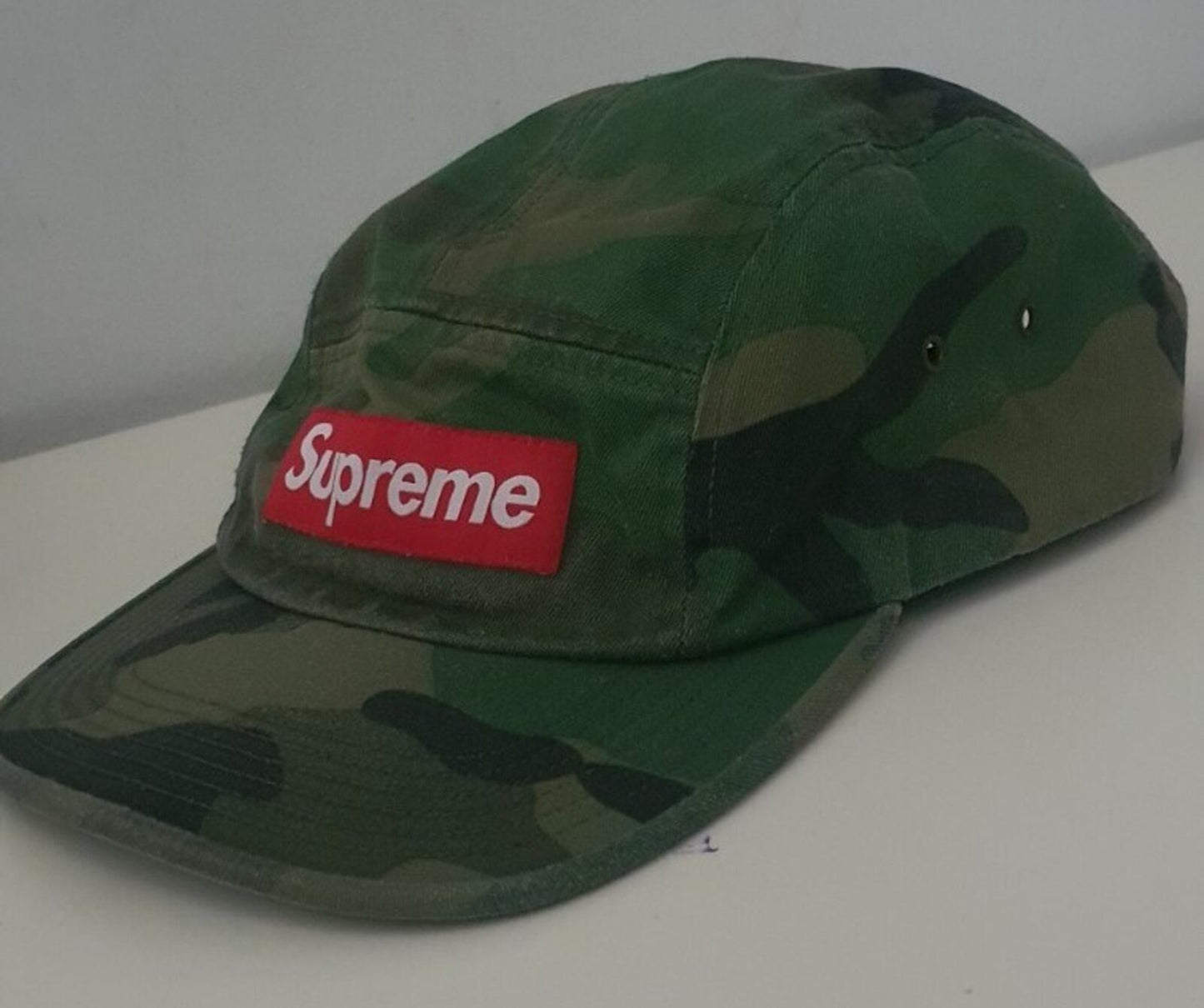 SS16 Supreme Washed Chino Twill Camp Cap Woodland Camo